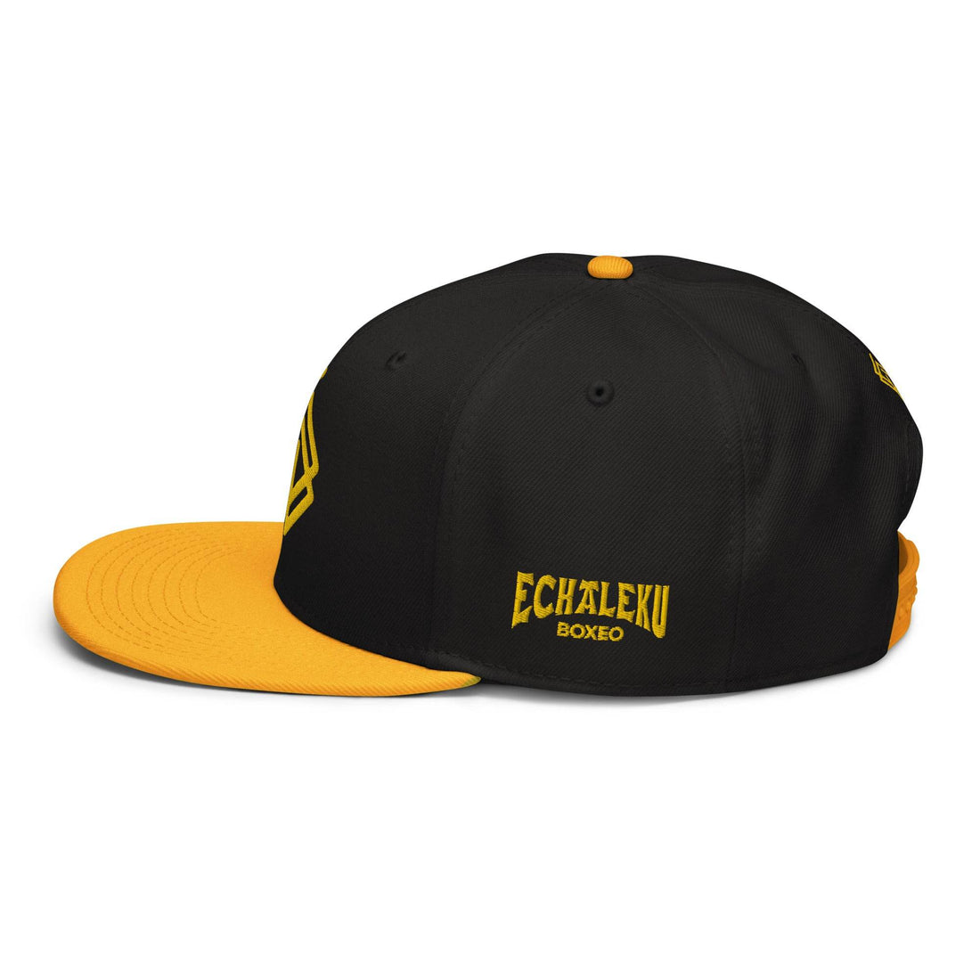 Gorra Echaleku Boxeo RING Snapback Hat Bicolor Negra y detalles en Dorado - Echaleku Boxeo
