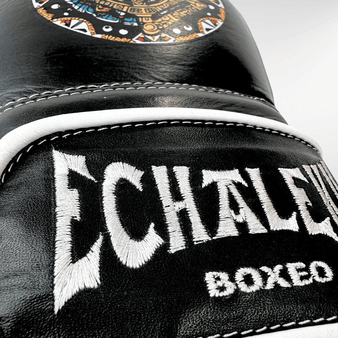 DUPLA Casco Boxeo Barra Piel Negro y Dorado + AZTECA Negro y Blanco - Echaleku Boxeo