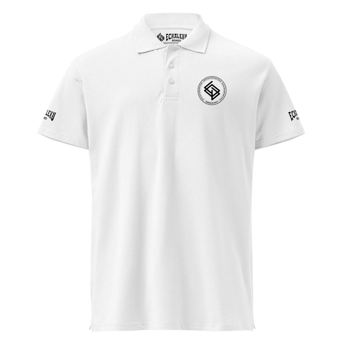 Polo algodón premium UNISEX Casual Echaleku Boxing Team Blanco y negro - Echaleku Boxeo