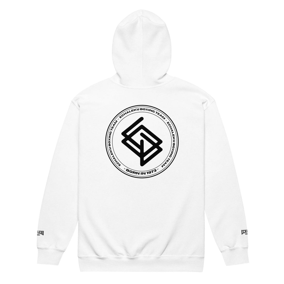 Sudadera MUJER bordada cremallera Casual Echaleku Boxing Team Blanca y Negra - Echaleku Boxeo