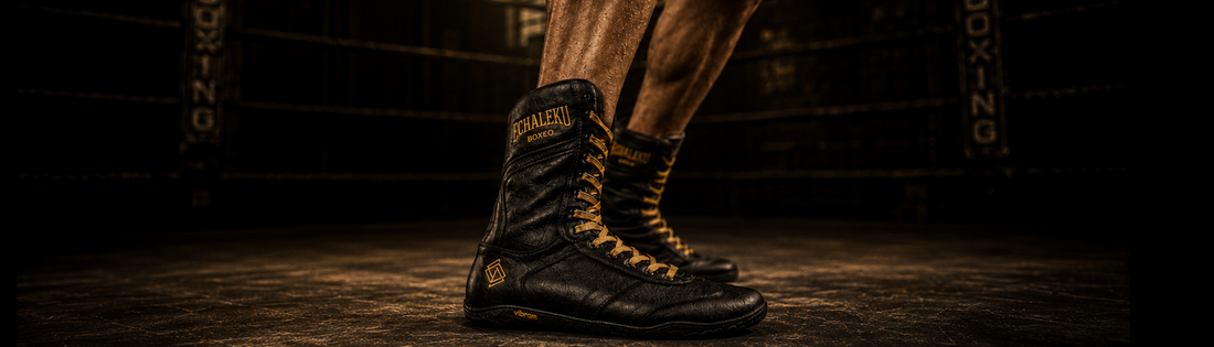 Botas de boxeo de caña alta preparadas para desplazamientos y pivotes