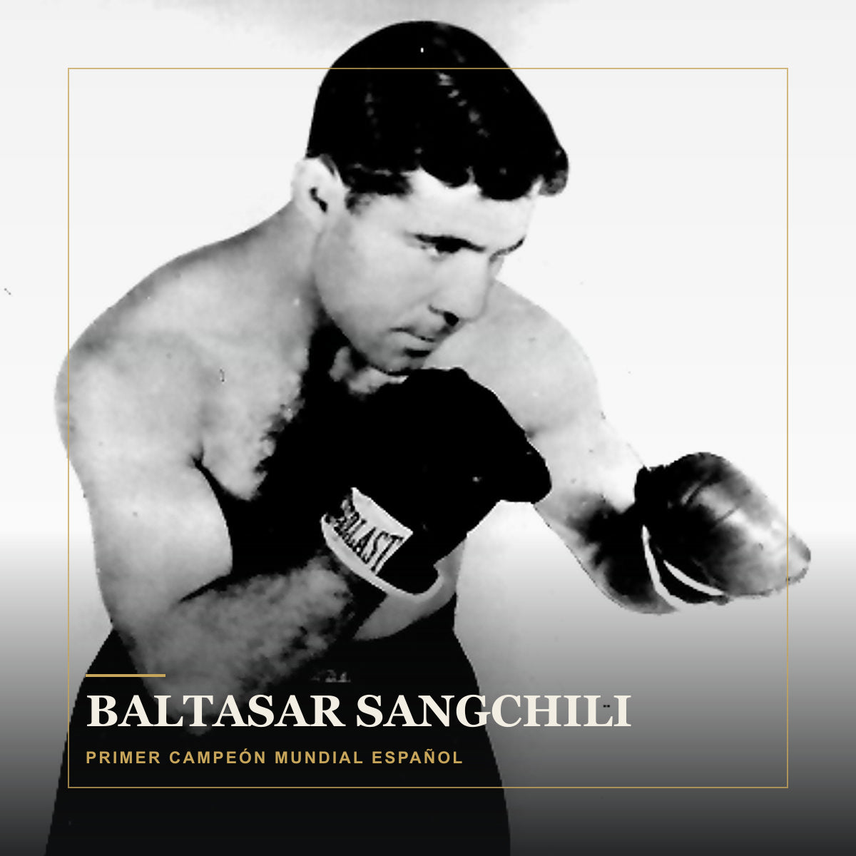 Baltasar Sangchili en guardia en un retrato histórico, primer campeón mundial español de boxeo