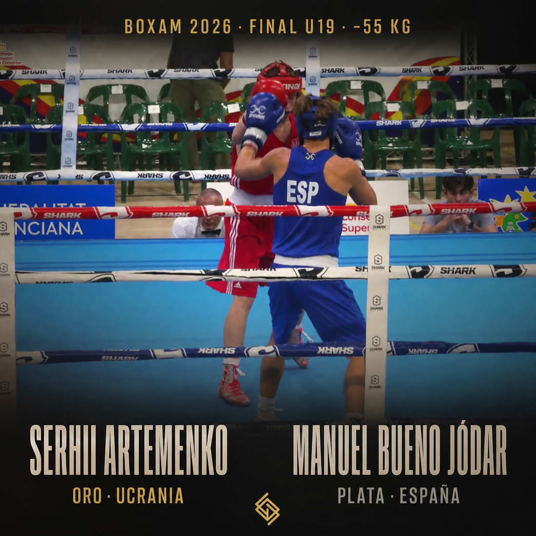 Serhii Artemenko, oro, y Manuel Bueno, plata, en la final U19 de -55 kg del BOXAM 2026