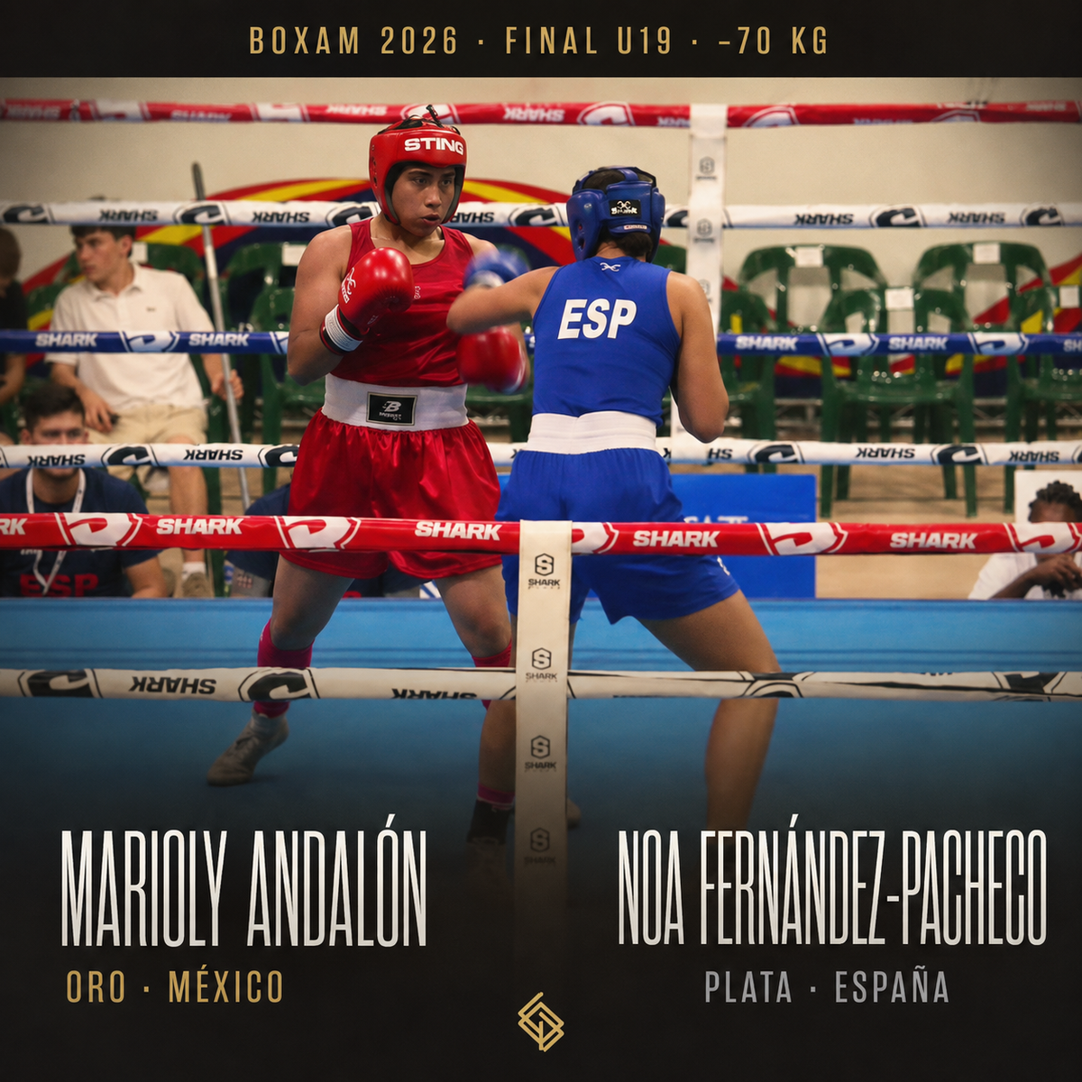 Marioly Andalón, oro, y Noa Fernández-Pacheco, plata, en la final U19 de -70 kg del BOXAM 2026