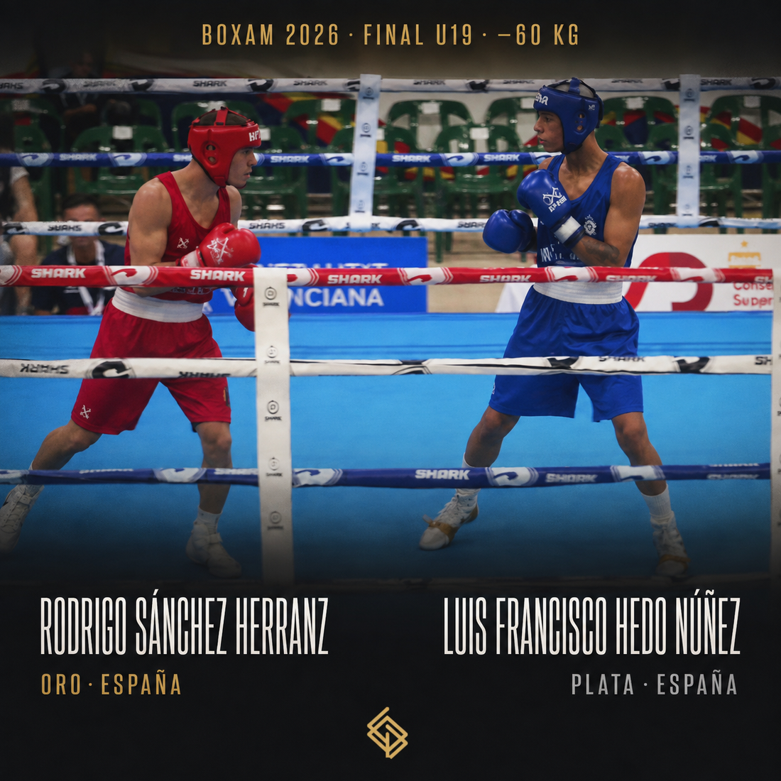 Rodrigo Sánchez, oro, y Luis Francisco Hedo, plata, en la final U19 de -60 kg del BOXAM 2026
