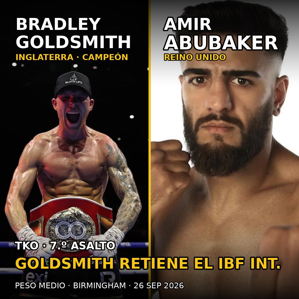 Bradley Goldsmith y Amir Abubaker, combate por el IBF International del peso medio de 2026