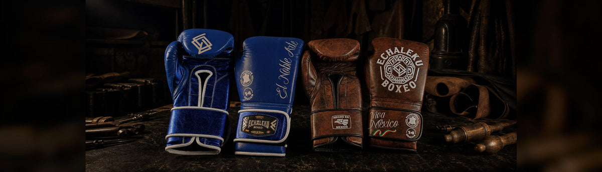 Guantes Guanajuato y Viva México de Echaleku Boxeo en un atelier de piel