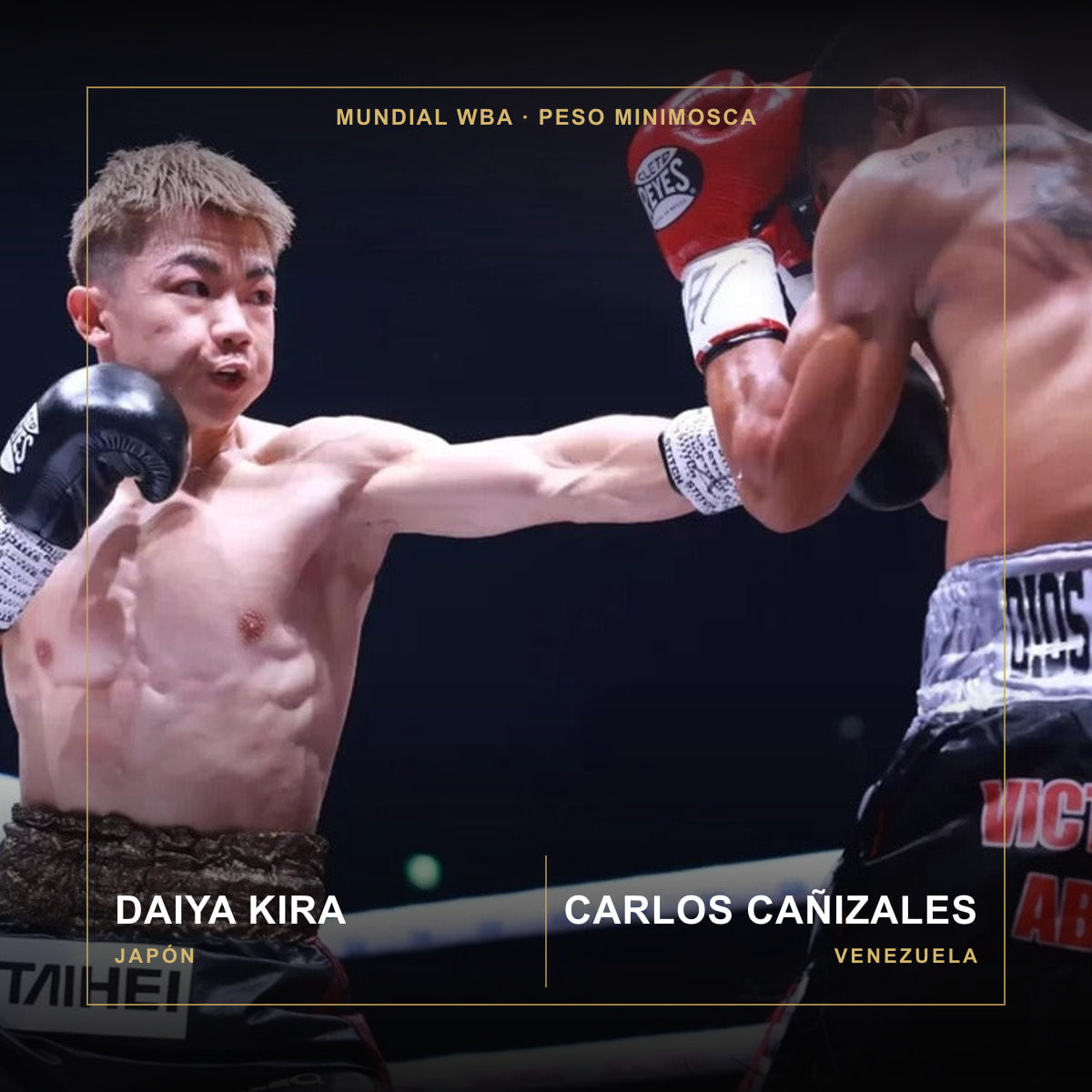 Daiya Kira y Carlos Cañizales en combate, identificados con Japón y Venezuela