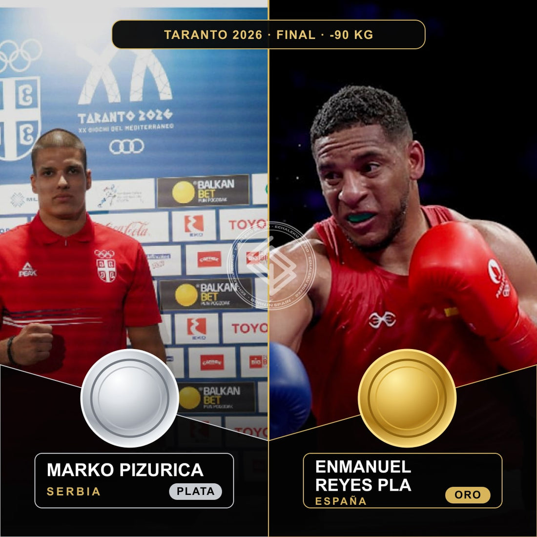 Enmanuel Reyes Pla, oro para España, y Marko Pizurica, plata para Serbia, en la final de -90 kg de Taranto 2026