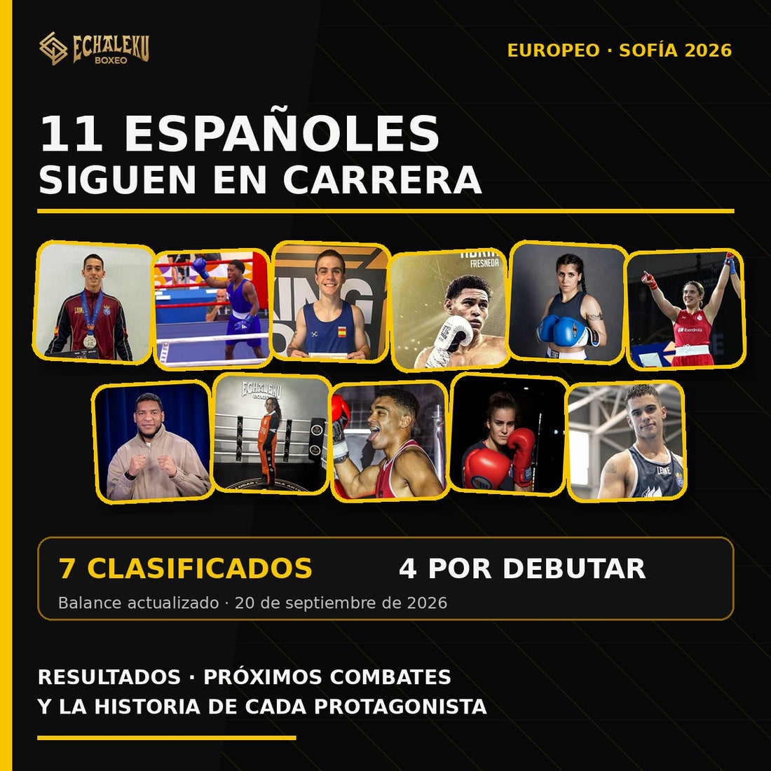 Mosaico de los once boxeadores españoles que siguen en el Europeo de Sofía 2026