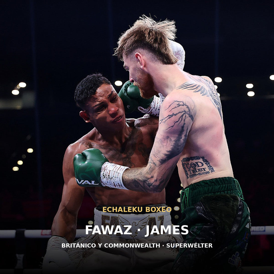 Bilal Fawaz y Eithan James durante su combate de campeonato en Birmingham