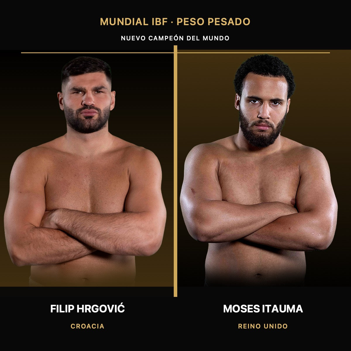Filip Hrgović y Moses Itauma antes de disputar el mundial IBF del peso pesado en Londres