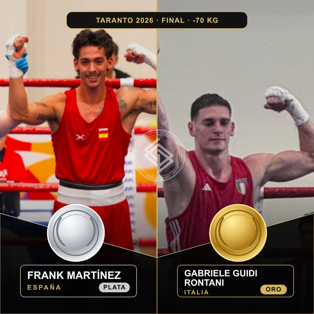 Frank Martínez, plata para España, y Gabriele Guidi Rontani, oro para Italia, en la final de -70 kg de Taranto 2026