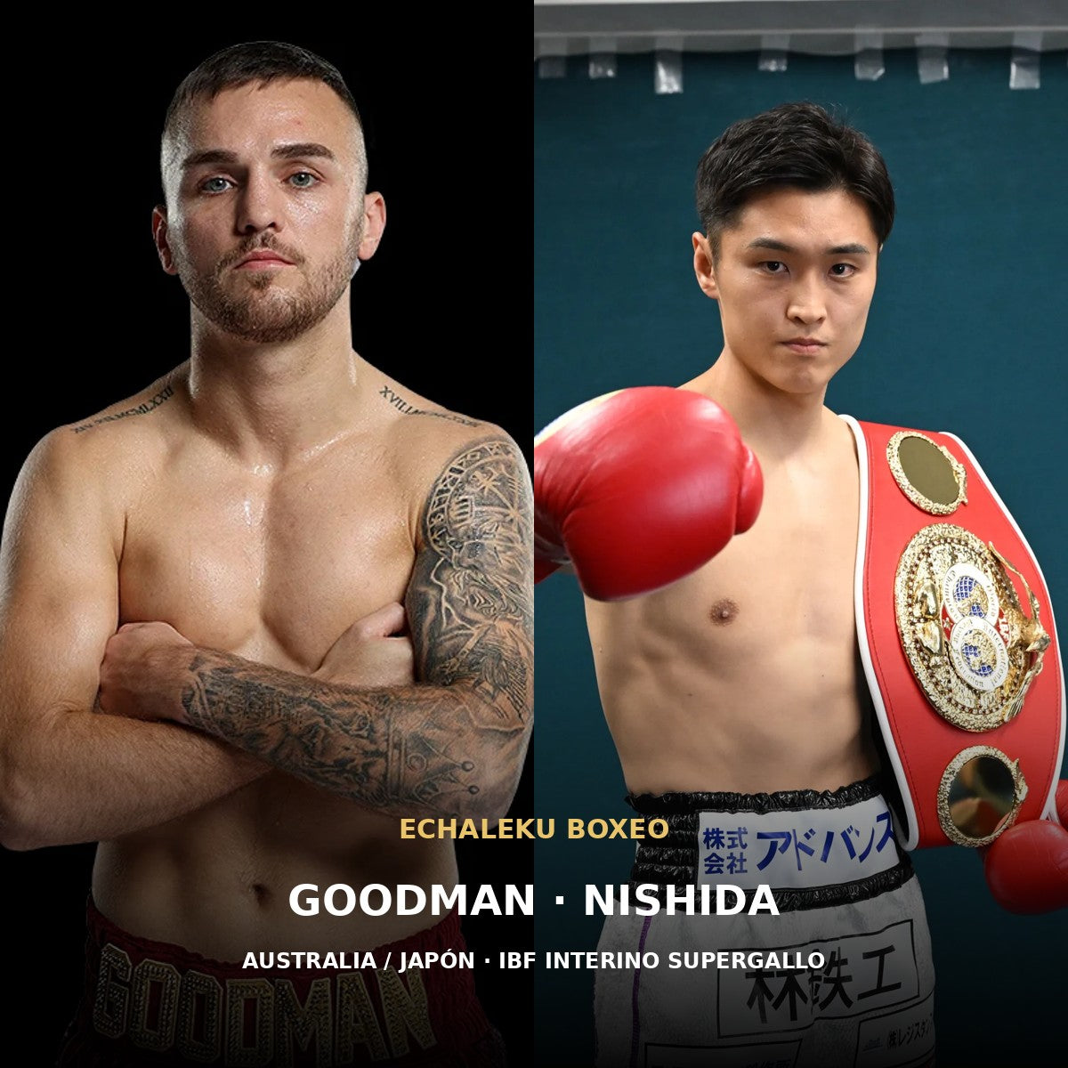 Sam Goodman y Ryosuke Nishida en fotografías de archivo para el título interino IBF supergallo