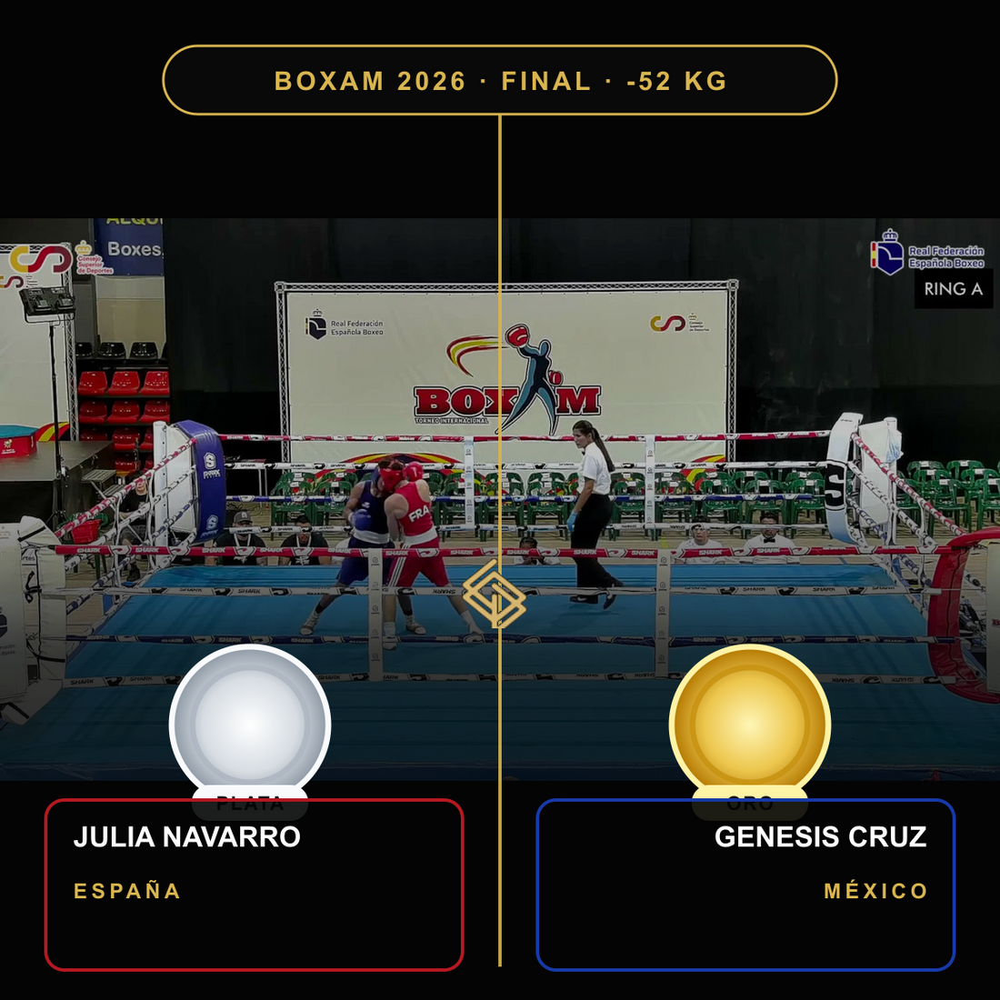 Final BOXAM 2026 -52 kg: Julia Navarro, plata para España, y Genesis Cruz, oro para México