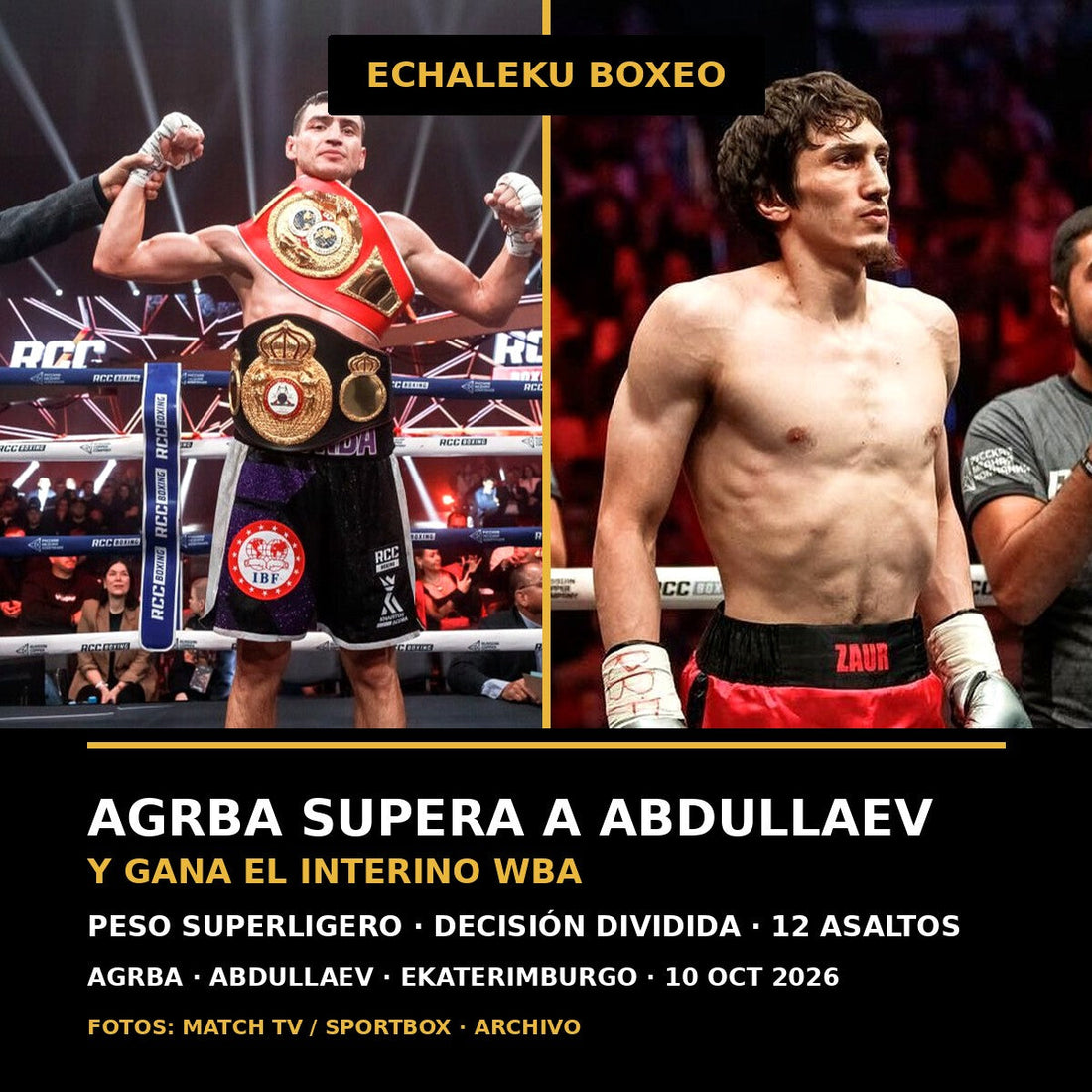 Khariton Agrba y Zaur Abdullaev: resultado del mundial interino WBA del peso superligero