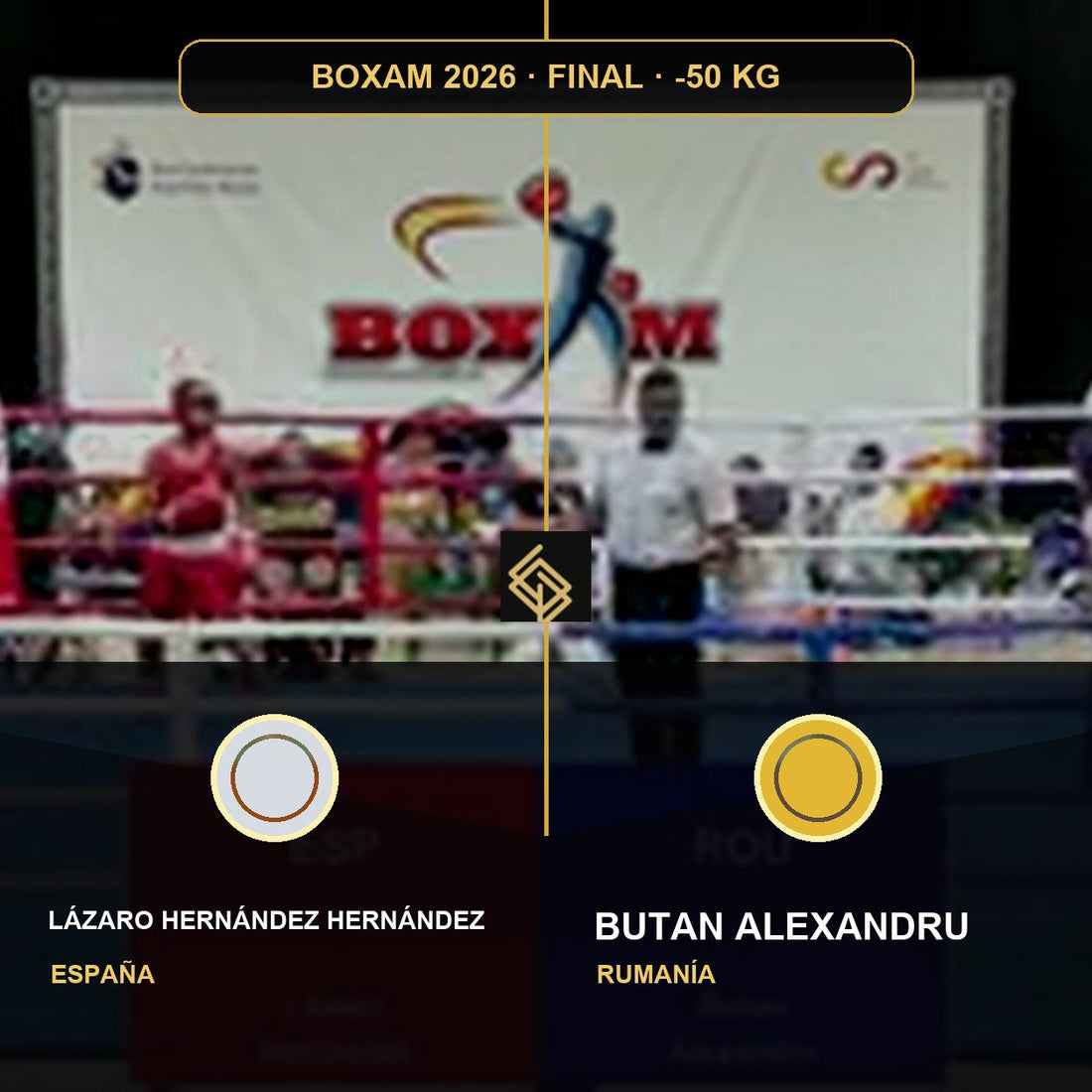 Final del BOXAM 2026 -50 KG: Lázaro Hernández Hernández contra Butan Alexandru