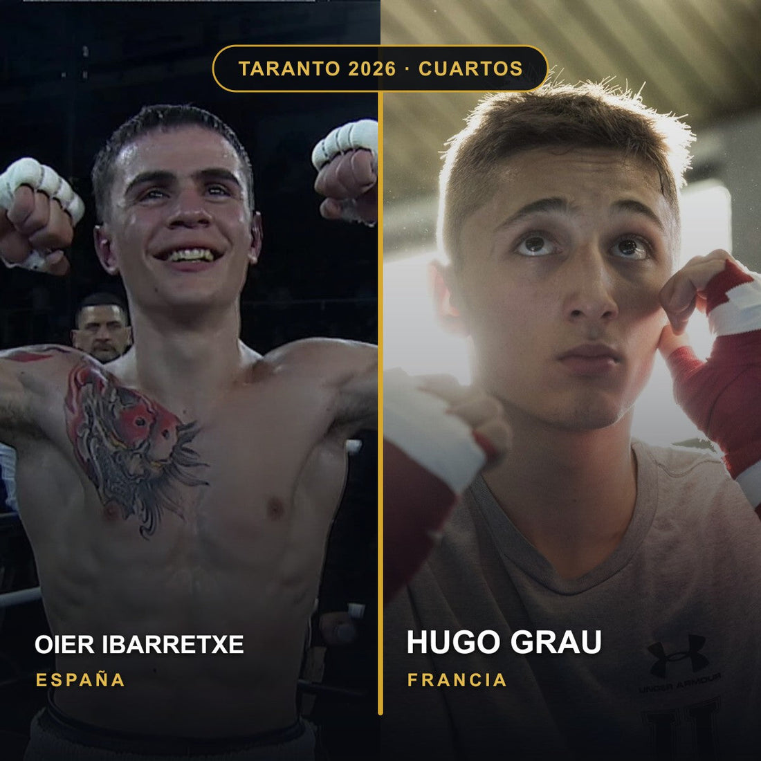 Oier Ibarretxe, de España, y Hugo Grau, de Francia, en Taranto 2026