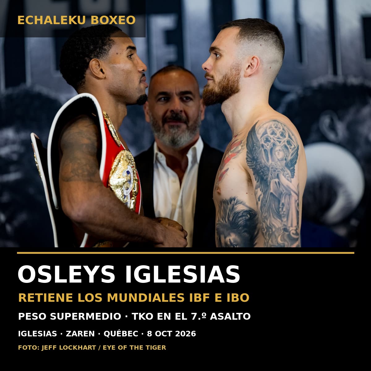 Osleys Iglesias y Oliver Zaren en el cara a cara previo a la defensa mundial IBF e IBO del peso supermedio
