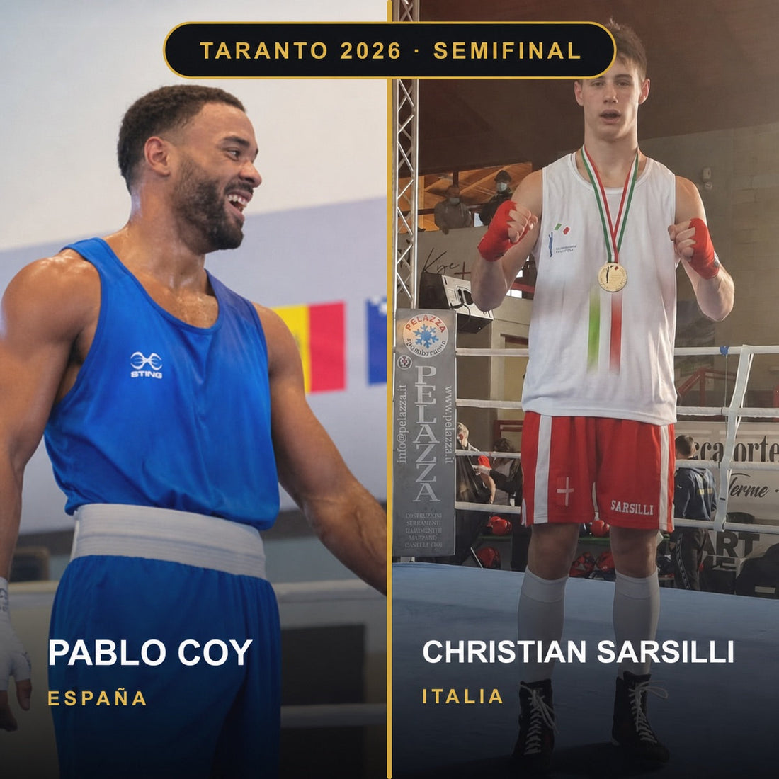 Pablo Coy, de España, y Christian Sarsilli, de Italia, en la semifinal de Taranto 2026