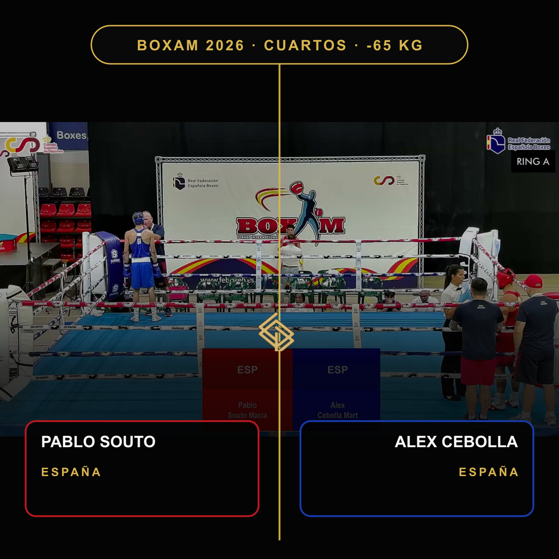 Cuartos de final BOXAM 2026 -65 kg: Pablo Souto y Alex Cebolla, ambos de España
