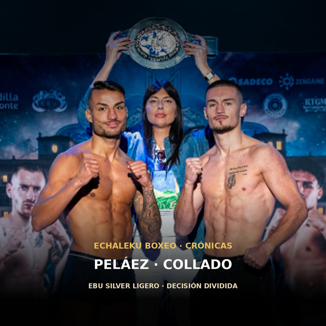 Brian Peláez y Antonio Collado antes del combate por el EBU Silver ligero