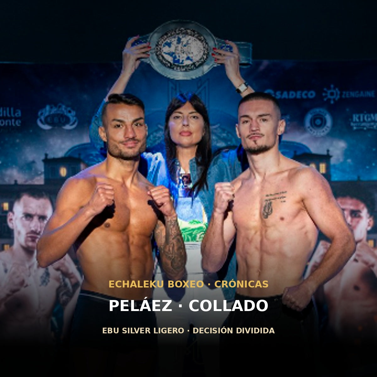 Brian Peláez y Antonio Collado antes del combate por el EBU Silver ligero