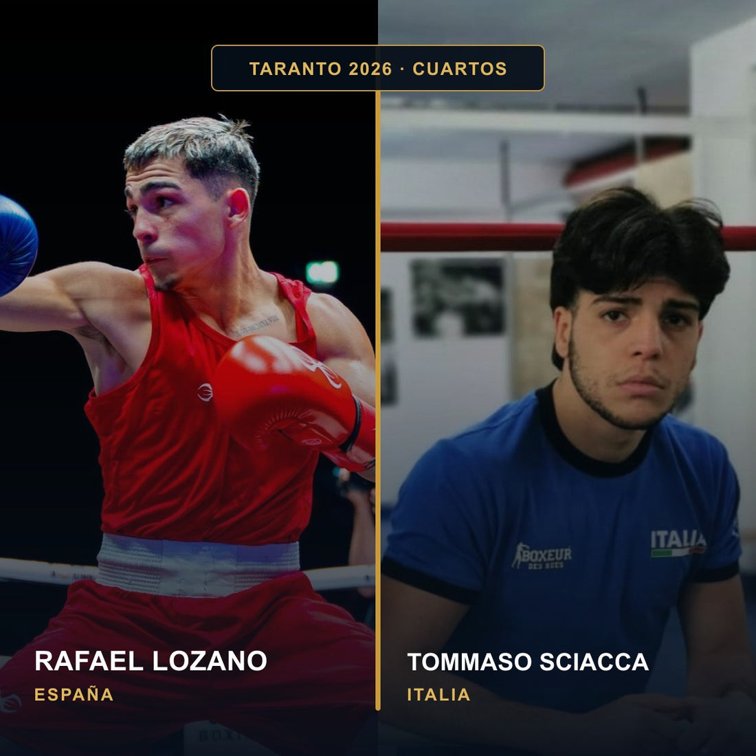 Rafael Lozano Serrano, de España, y Tommaso Sciacca, de Italia, en Taranto 2026