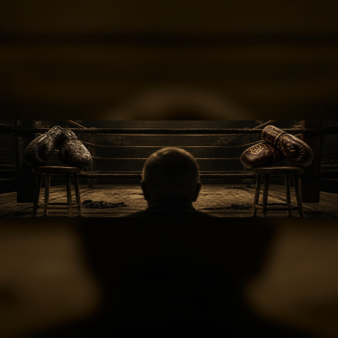 Dos pares de guantes frente a frente simbolizan el combate entre Mike Tyson y Jake Paul
