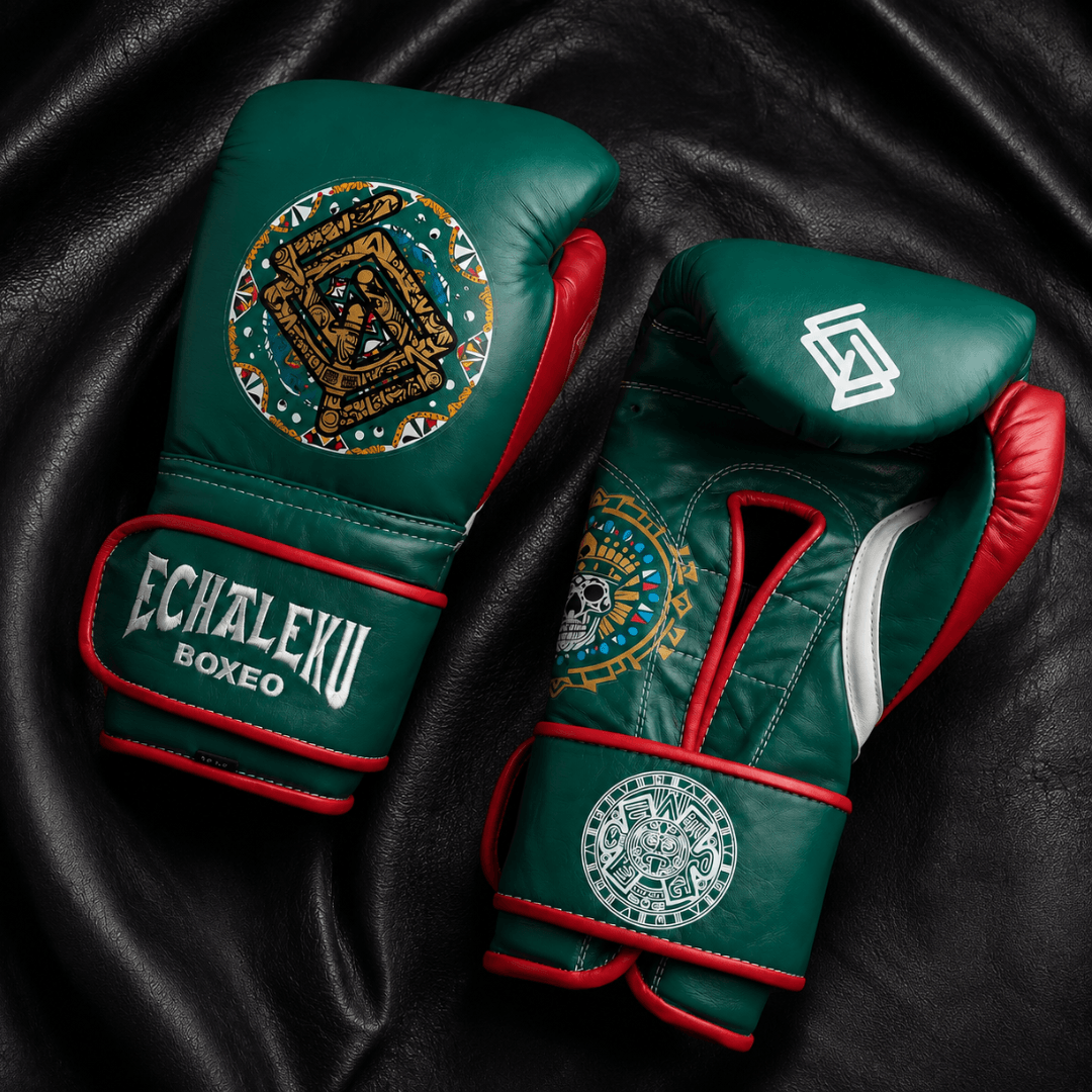 Guantes de boxeo Azteca Echaleku Boxeo en Orgullo Mexicano, Vida o Muerte y Negro Noche