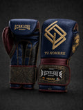 Guantes Oro del Inframundo personalizados Echaleku Boxeo en zafiro, burdeos, negro y oro con TU NOMBRE