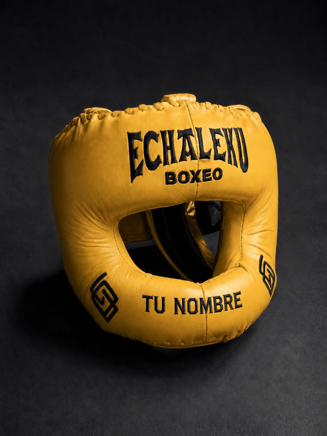 Casco de boxeo de barra personalizado Echaleku Boxeo amarillo con TU NOMBRE