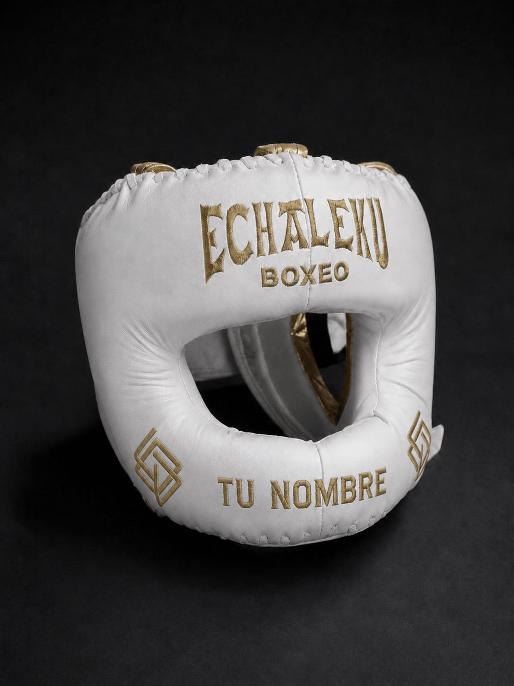 Casco de boxeo de barra personalizado Echaleku Boxeo blanco con TU NOMBRE