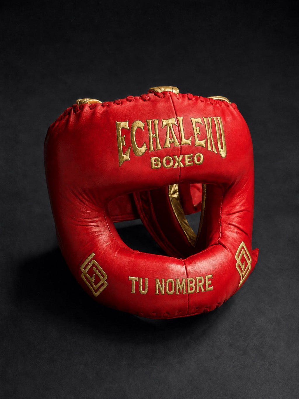 Casco de boxeo de barra personalizado Echaleku Boxeo rojo con TU NOMBRE