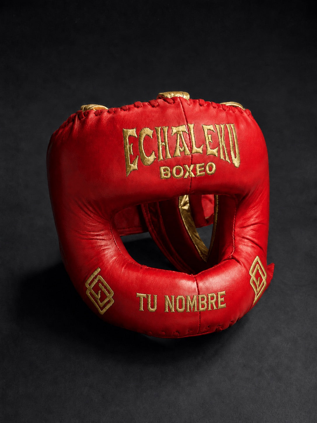 Casco de boxeo de barra personalizado Echaleku Boxeo rojo con TU NOMBRE