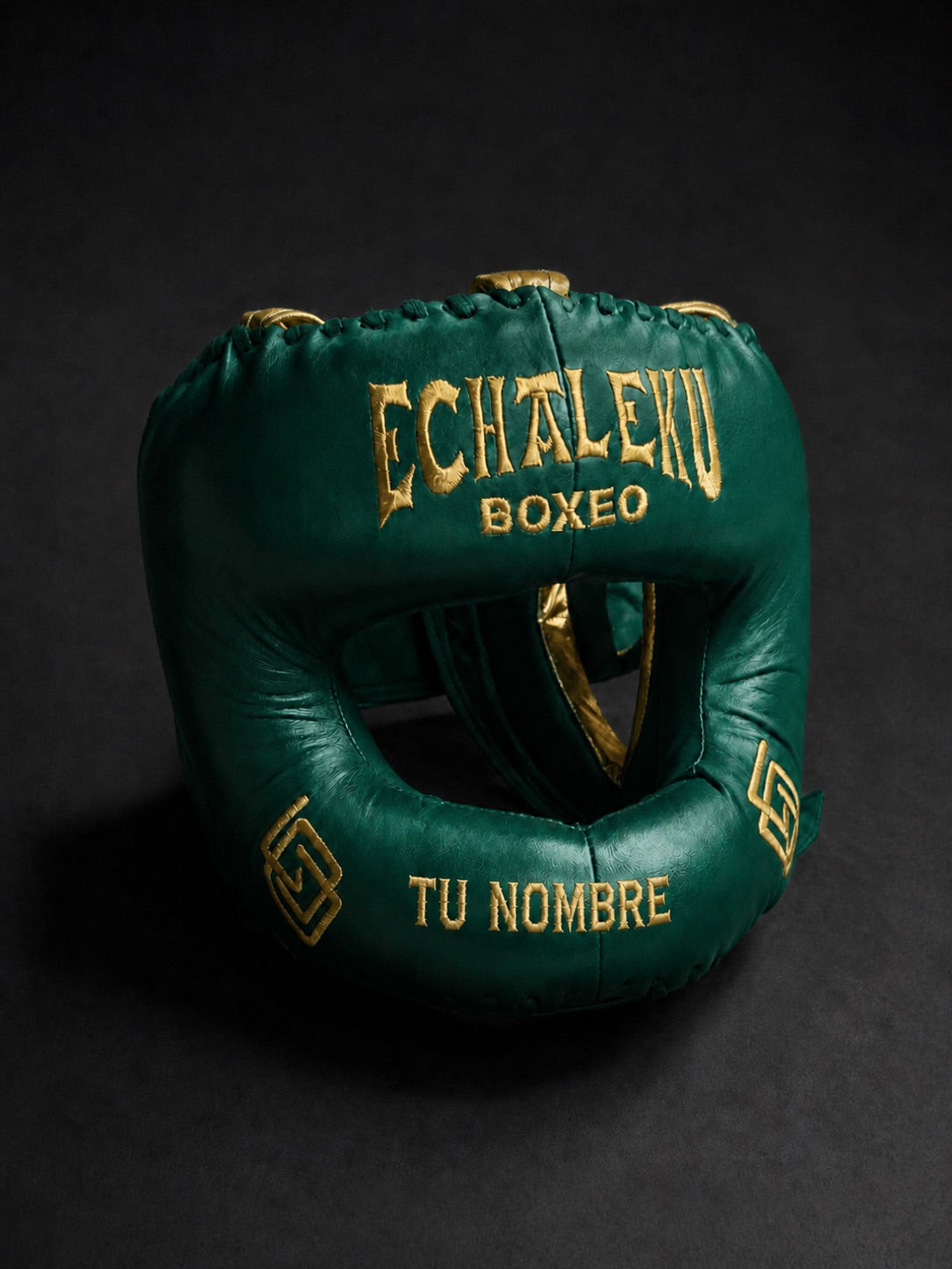Casco de boxeo de barra personalizado Echaleku Boxeo verde con TU NOMBRE