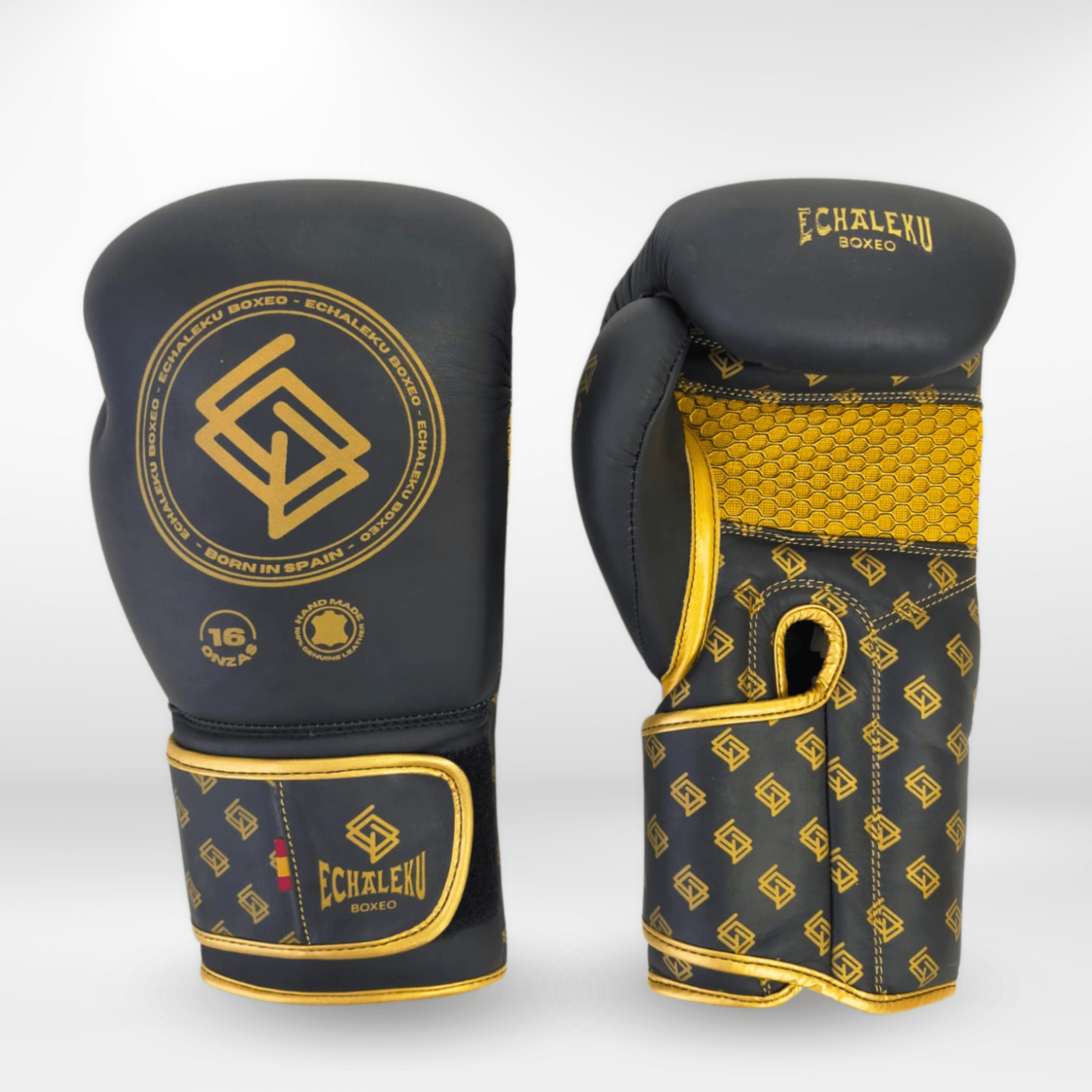 GUANTES PREMIUM ENTRENAMIENTO BOXEO AMATEUR: Dark. Negro y Dorado (V4.0) - Echaleku Boxeo
