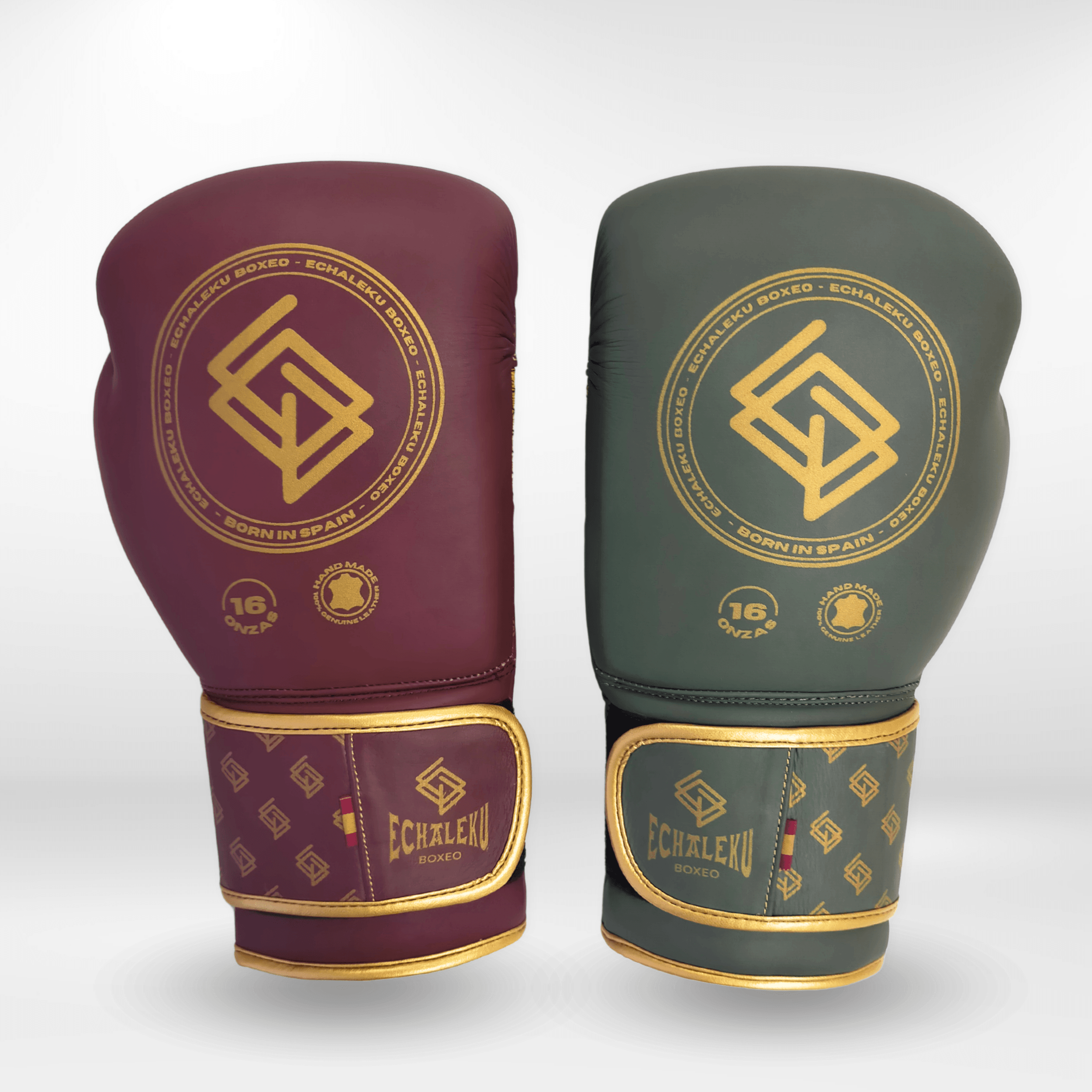 Handmix. GUANTES PREMIUM ENTRENAMIENTO BOXEO AMATEUR: Burdeos/Verde Militar + Dorado (V4.0) - Echaleku Boxeo