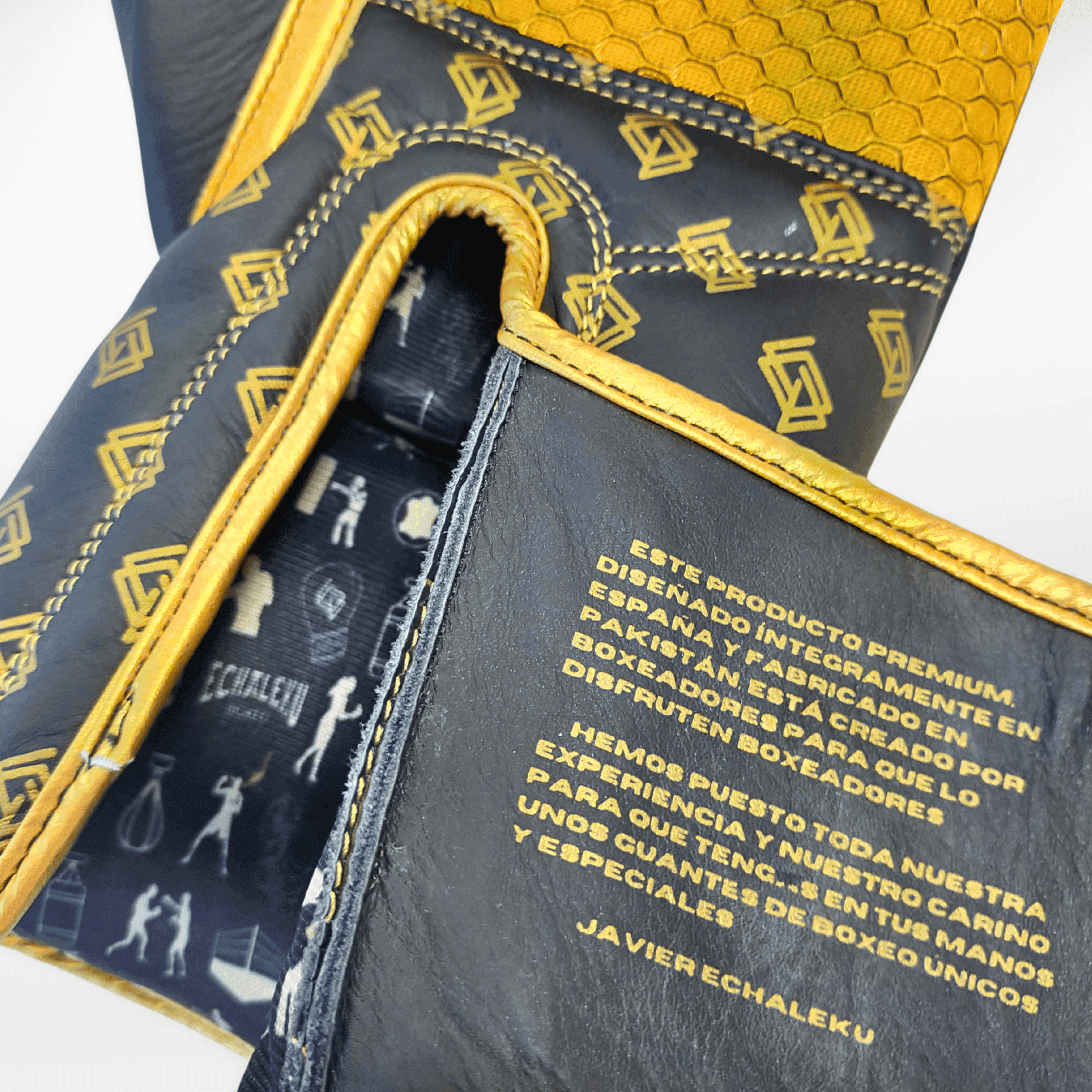 Handmix. GUANTES PREMIUM ENTRENAMIENTO BOXEO AMATEUR: Blanco/Negro + Dorado (v4.0) - Echaleku Boxeo