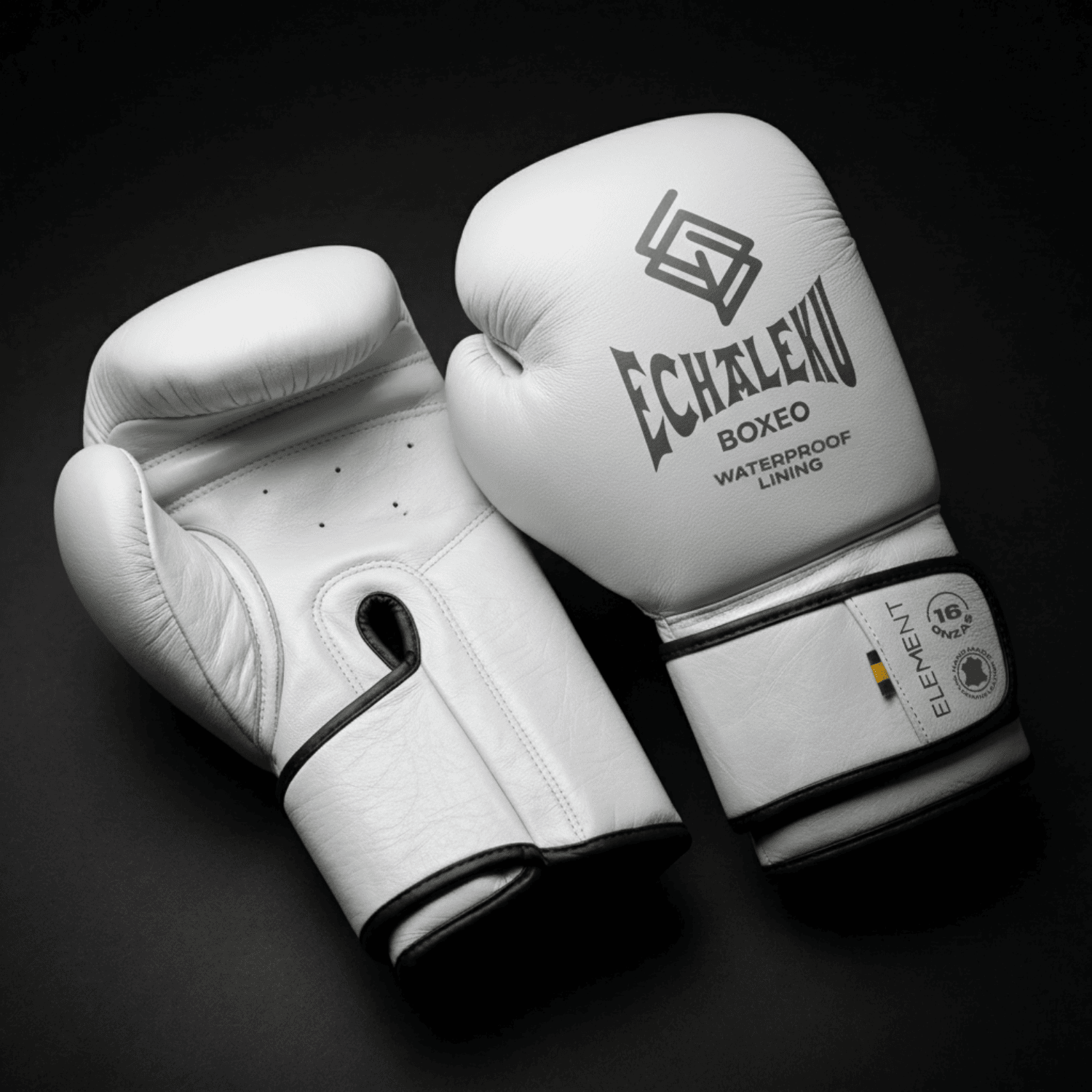 GUANTES DE BOXEO ELEMENT EN PIEL Y FORRO 100% WATERPROOF: Blanco y Plateado.