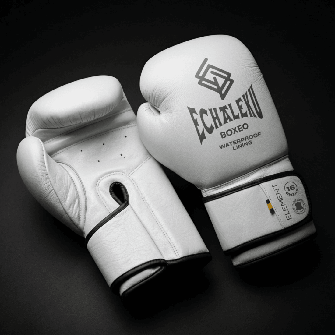 GUANTES DE BOXEO ELEMENT EN PIEL Y FORRO 100% WATERPROOF: Blanco y Plateado.