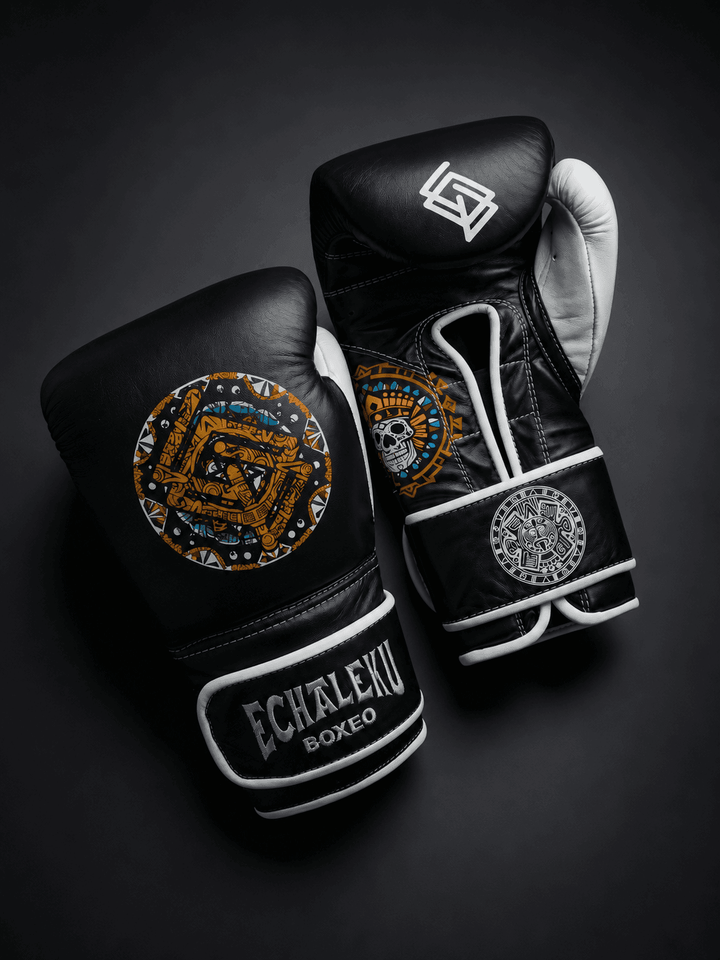 Guantes de Boxeo Azteca · 100% Piel · Fabricados en México · Negro Noche
