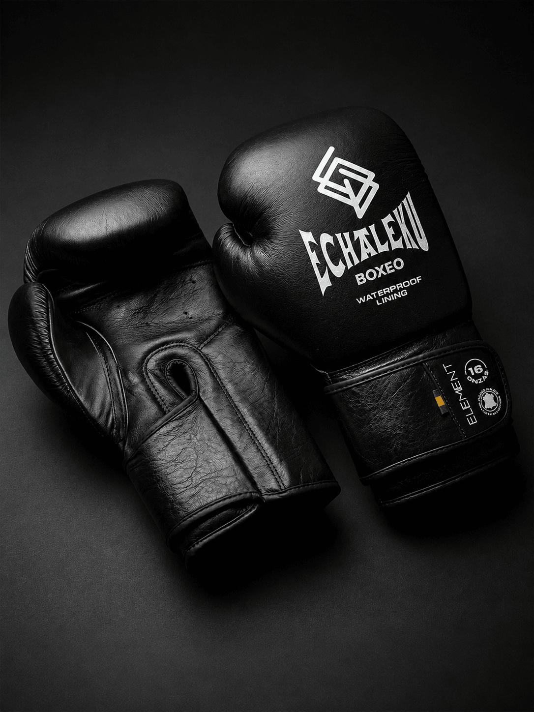 GUANTES DE BOXEO ELEMENT EN PIEL Y FORRO 100% WATERPROOF: Negro y Plateado