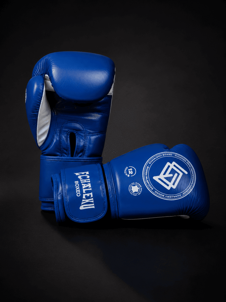 LIQUIDACION GUANTES COMPETICIÓN AMATEUR: Azul y Plateado. (FORRO TEJIDO)