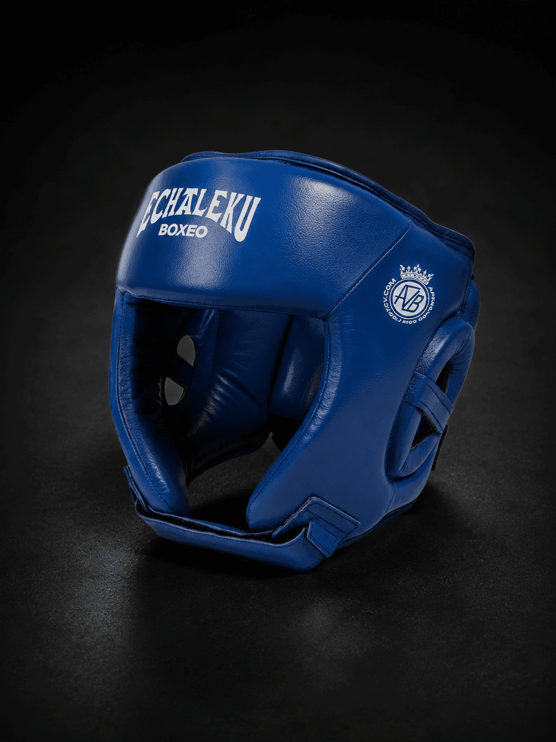 Casco Boxeo Piel Competición Amateur Azul.