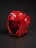 Casco Boxeo Piel Competición Amateur Rojo.