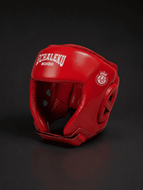 Casco Boxeo Piel Competición Amateur Rojo.