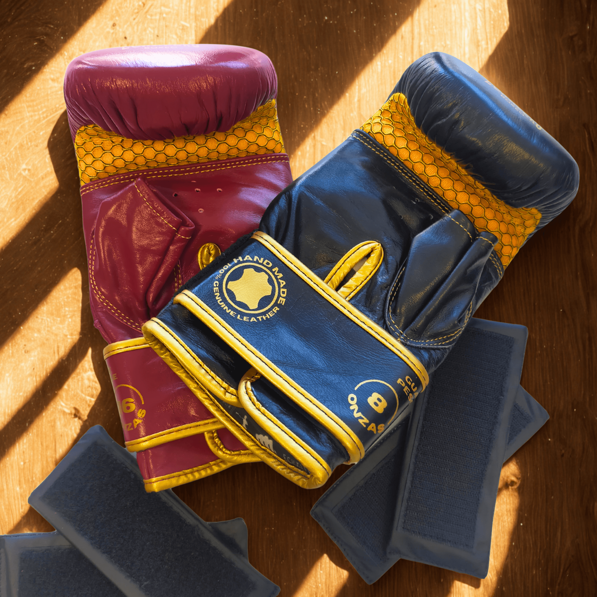 Handmix. GUANTILLAS BOXEO DE PESO REGULABLE PARA ENTRENAR EN SACO: Negro/Burdeos + Dorado - Echaleku Boxeo