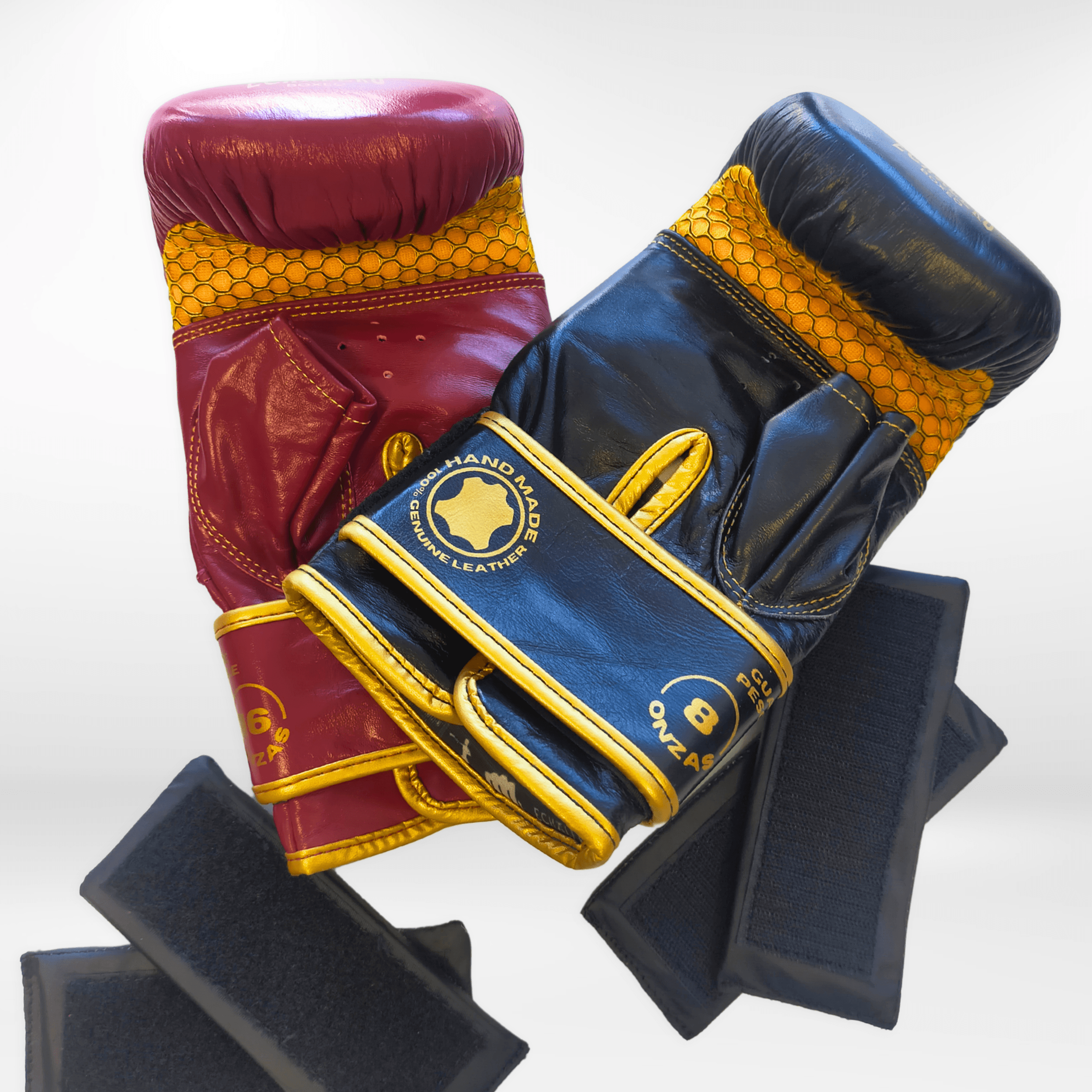 Handmix. GUANTILLAS BOXEO DE PESO REGULABLE PARA ENTRENAR EN SACO: Negro/Burdeos + Dorado - Echaleku Boxeo