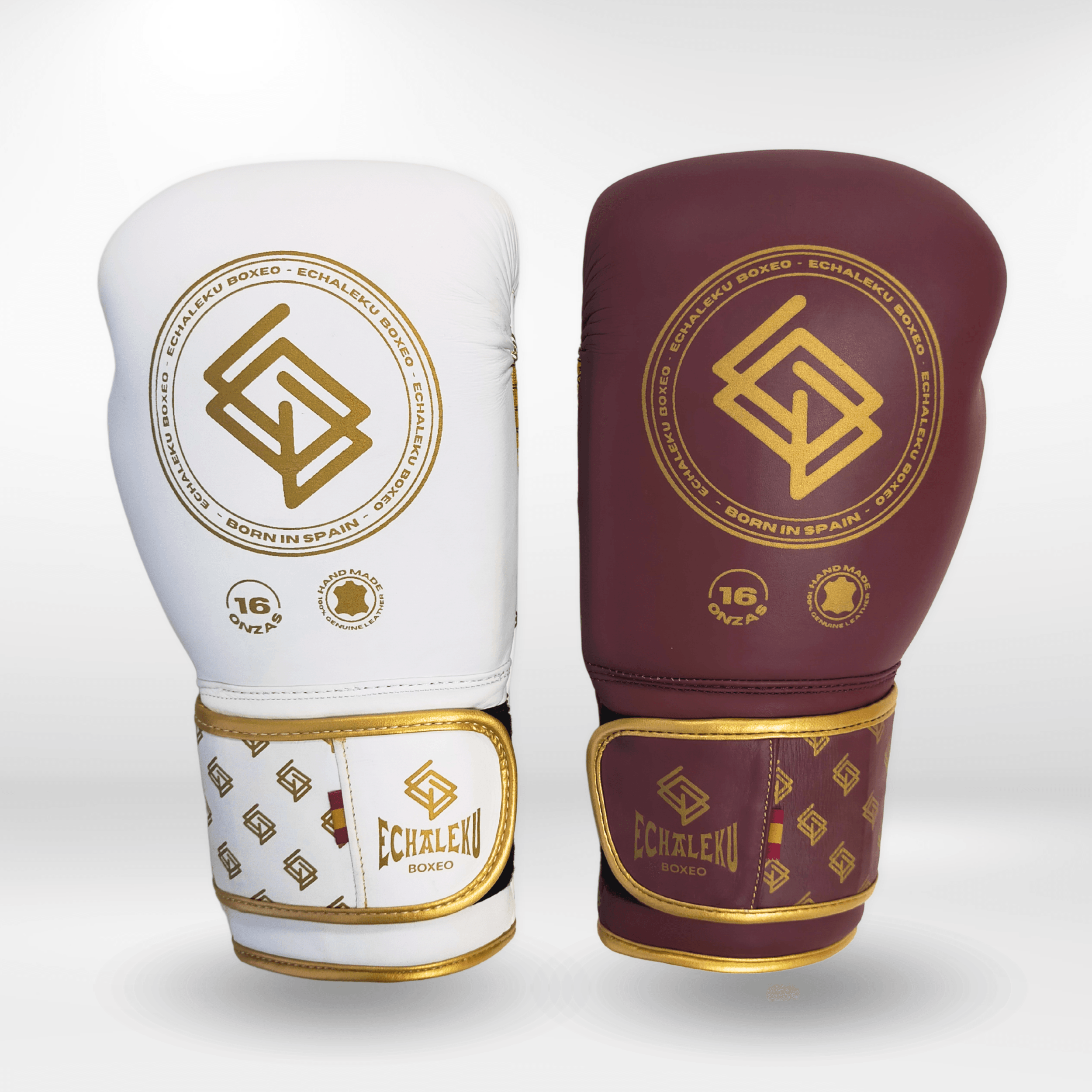 Handmix. GUANTES PREMIUM ENTRENAMIENTO BOXEO AMATEUR: Blanco/Burdeos + Dorado (V4.0) - Echaleku Boxeo